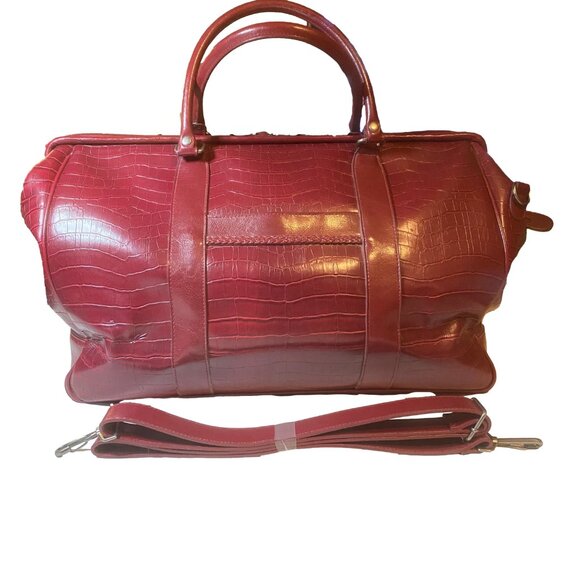 BUENO Burgundy Faux Croc Weekender Travel Bag Detachable Strap OS - Picture 5 of 14